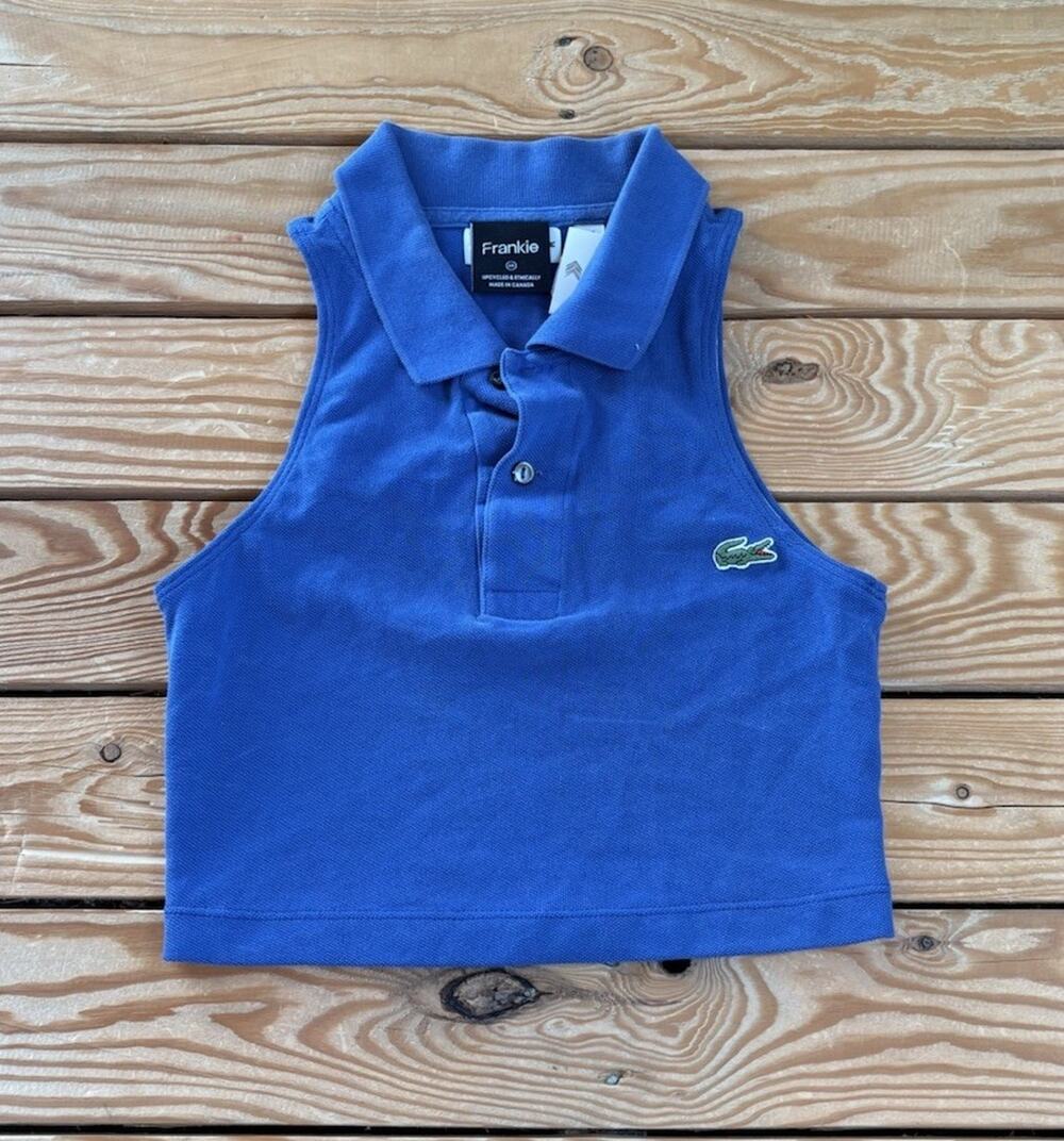 Frankie Collective Lacoste NWT $80 Women’s Collared Tank Top XS Periwinkle P9